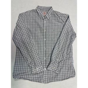 Brooks Brothers XL white grey check Red Fleece Mens LONG SLEEVE button Shirt